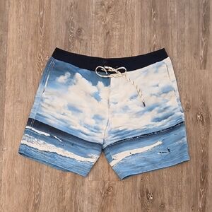 GAP Sky and Sea Print Men Swim Shorts With Drawstring Waist.